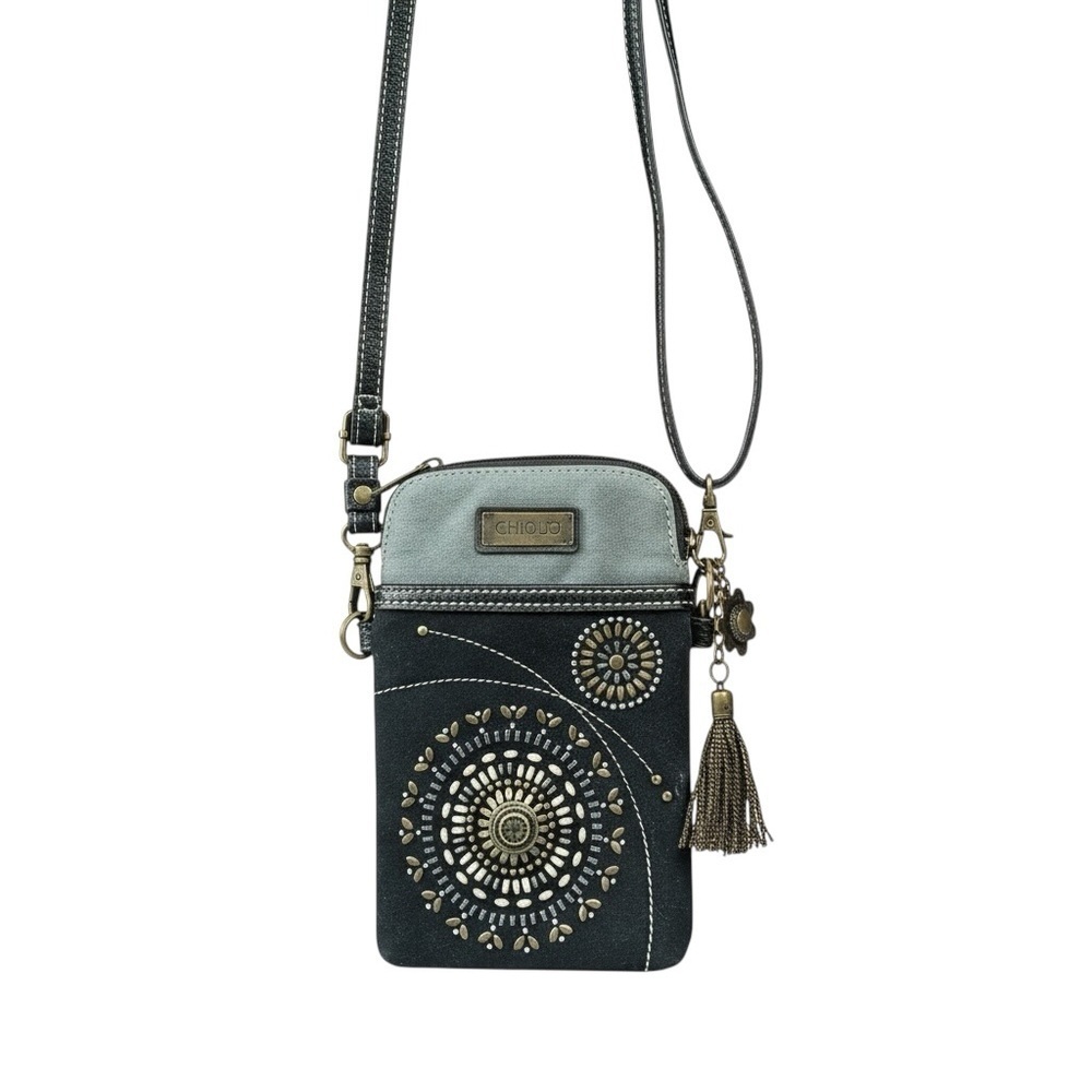 Chala Dazzled Starburst Adjustable Crossbody Cellphone Holder Faux Suede